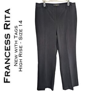 NEW Francess Rita Black High Rise Stretch Straight Leg Career Dress Pant Size 14
